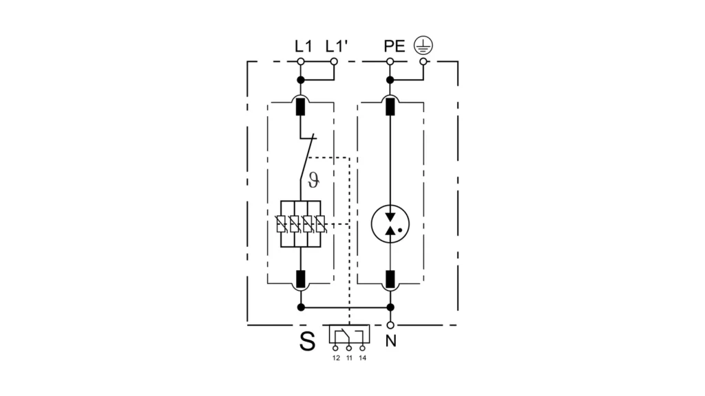Basic Circuit Diagram - Type 1 AC Surge Protection Device SPD FLP25-275-1S+1