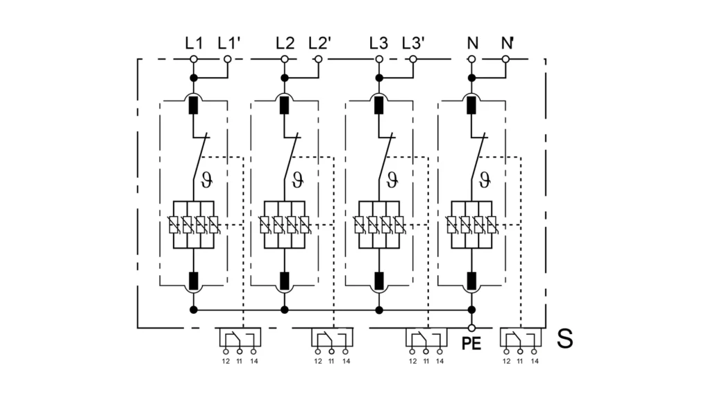 Basic Circuit Diagram - Type 1 AC Surge Protection Device SPD FLP25-275-4S