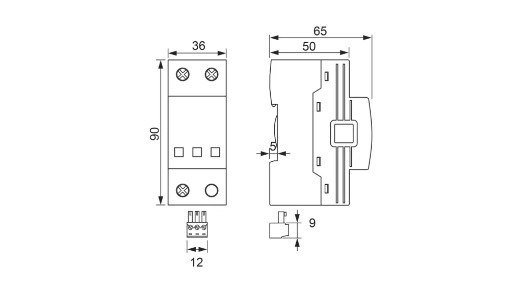 Dimensions - Type 1 AC Surge Protection Device SPD FLP25-275-1S