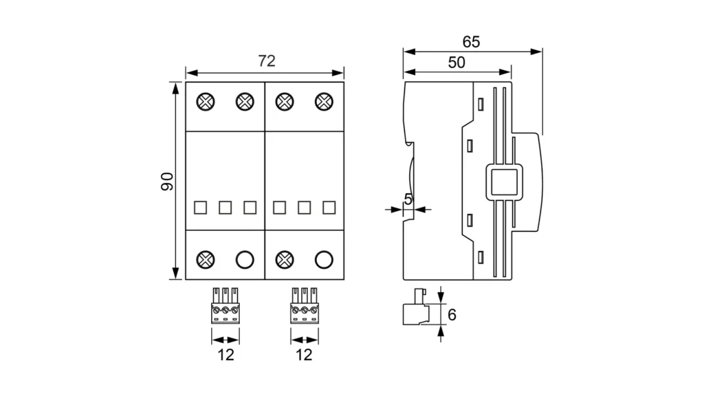 Dimensions - Type 1 AC Surge Protection Device SPD FLP25-275-2S