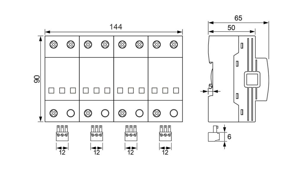 Dimensions - Type 1 AC Surge Protection Device SPD FLP25-275-4S