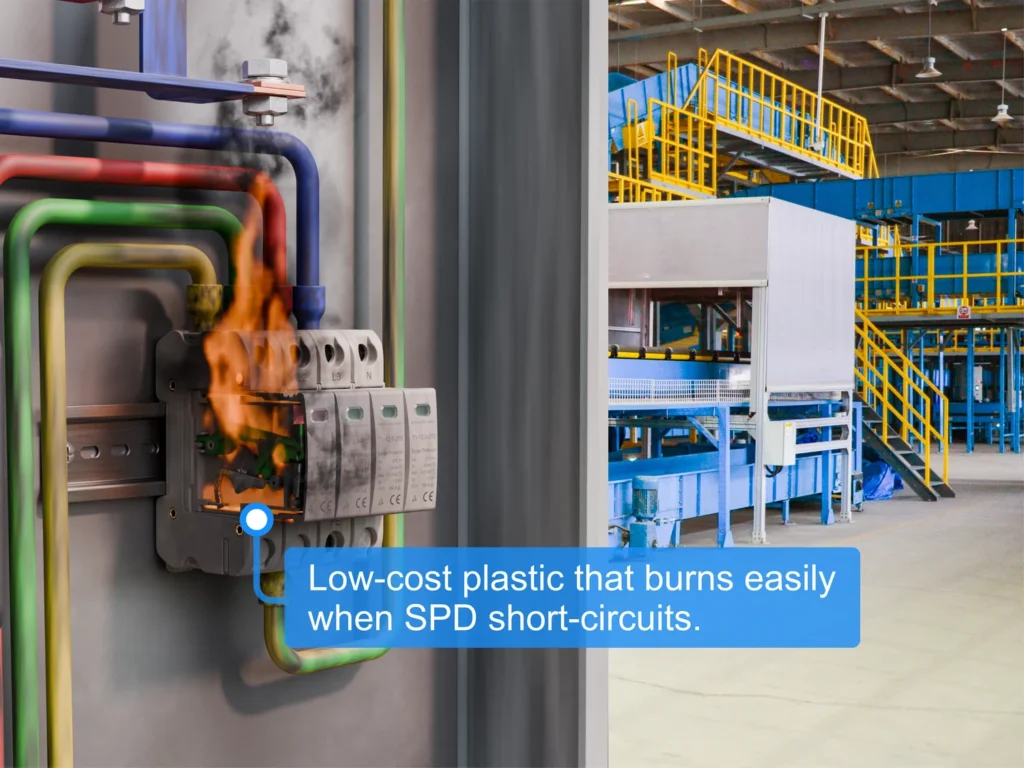 Surge Protection Device SPD Low-cost plastic cause fire