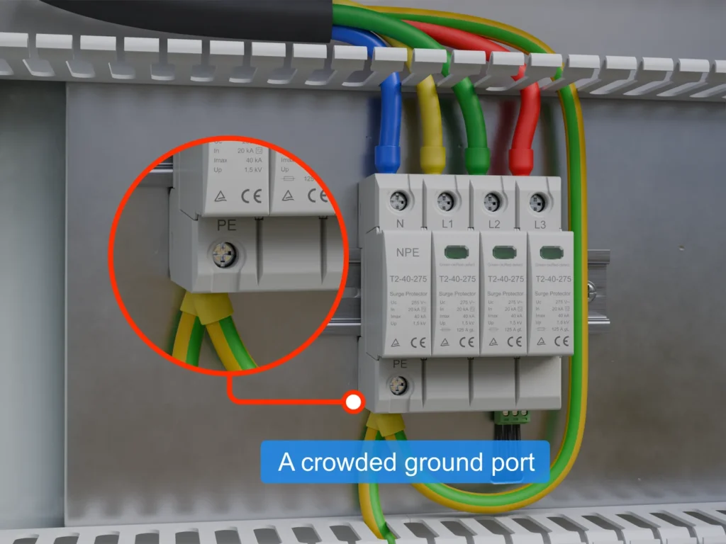 Surge Protective device SPD a crowded ground port