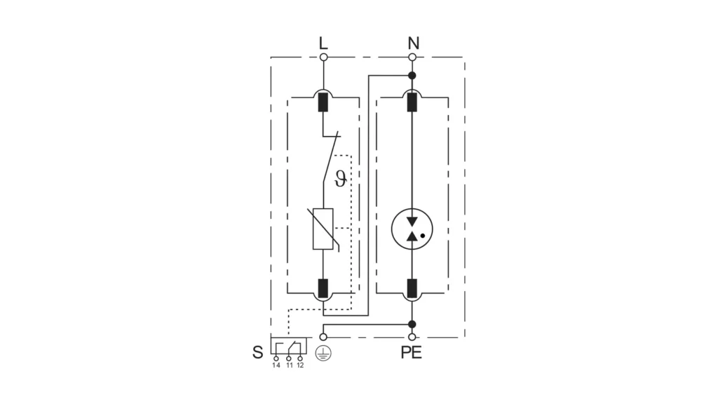 Basic Circuit Diagram - Type 1+2 AC Surge Protection Device SPD FLP12,5-275-1S+1
