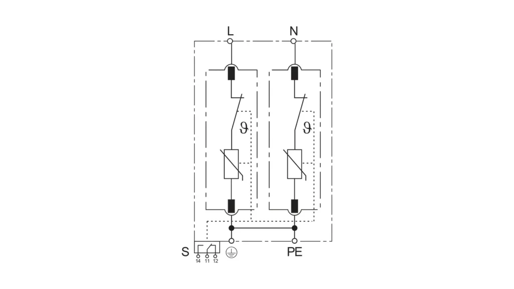 Basic Circuit Diagram - Type 1+2 AC Surge Protection Device SPD FLP12,5-275-2S
