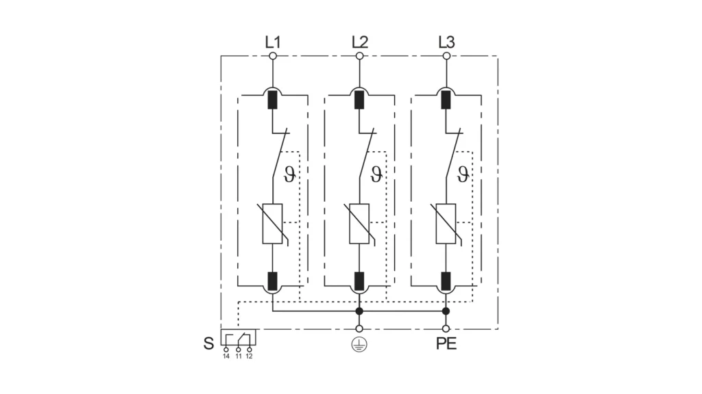 Basic Circuit Diagram - Type 1+2 AC Surge Protection Device SPD FLP12,5-275-3S