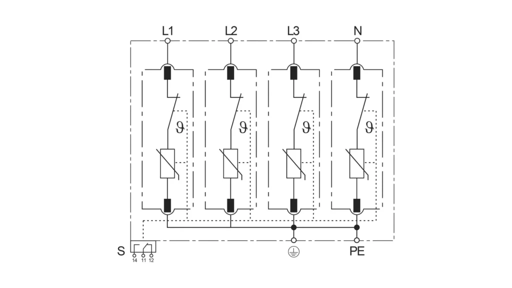Basic Circuit Diagram - Type 1+2 AC Surge Protection Device SPD FLP12,5-275-4S