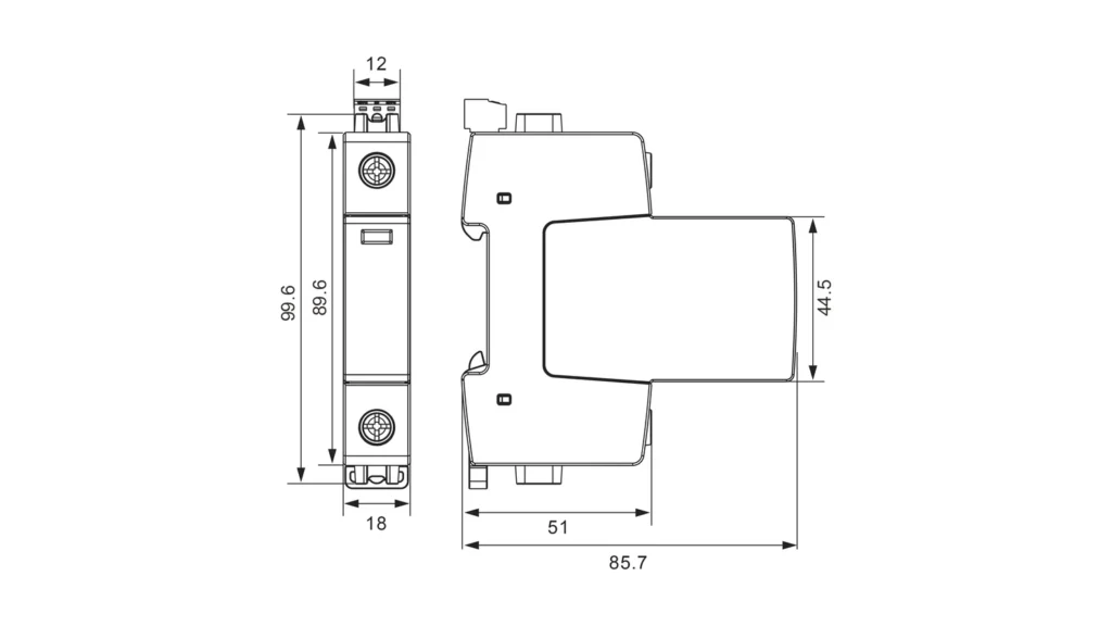 Dimensions - Type 1+2 AC Surge Protection Device SPD FLP12,5-275-1S