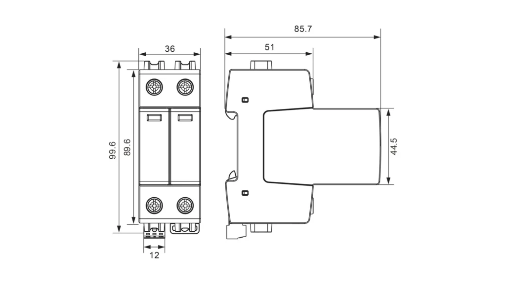 Dimensions - Type 1+2 AC Surge Protection Device SPD FLP12,5-275-1S+1